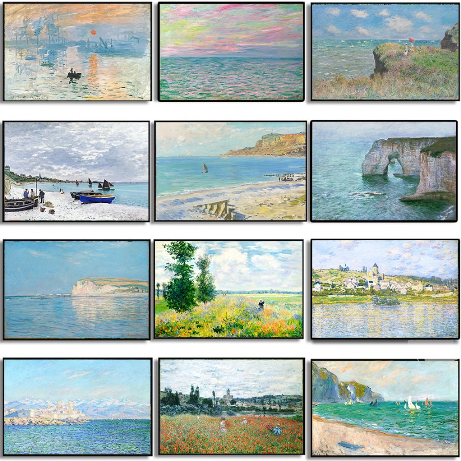Interior Design Sketch - Claude Monet Abstract Retro Impressionist Wall