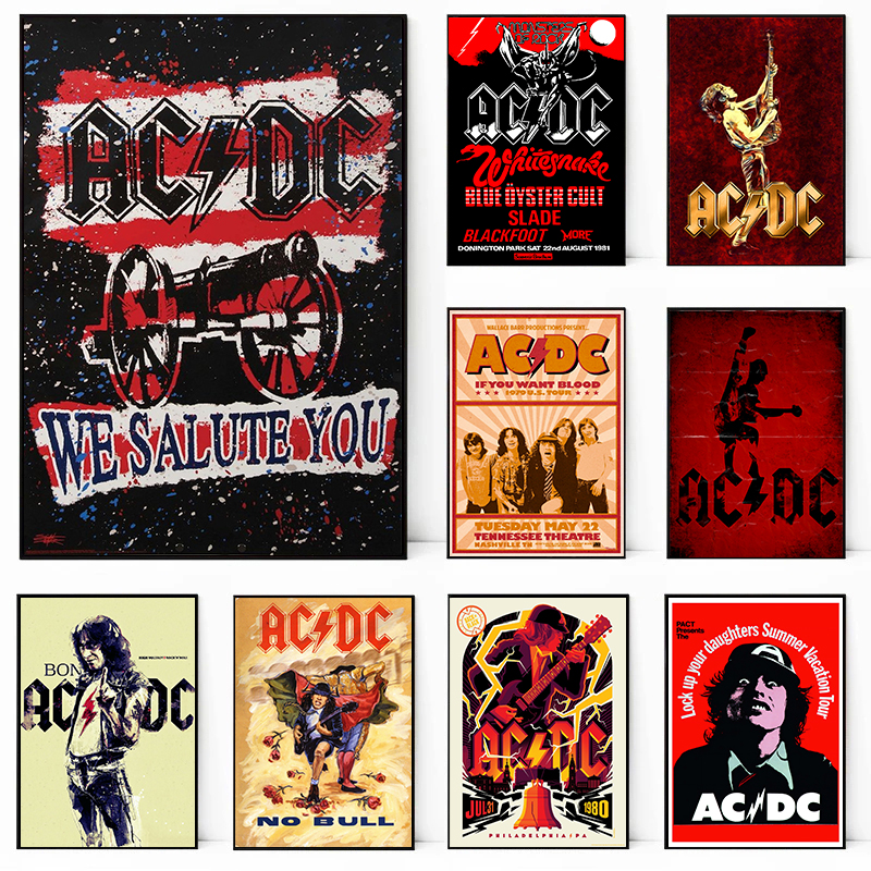 Interior Design Sketch - AC_DC Band Canvas Art Retro Posters