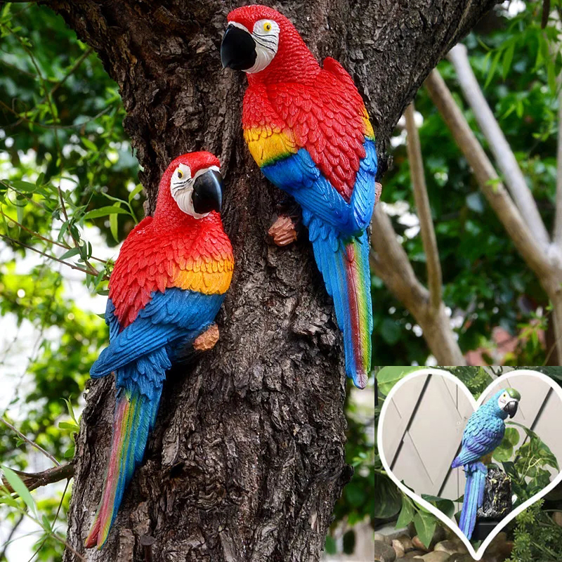 Interior Design Office - Simulation Resin Parrot Statue Wall Mounted