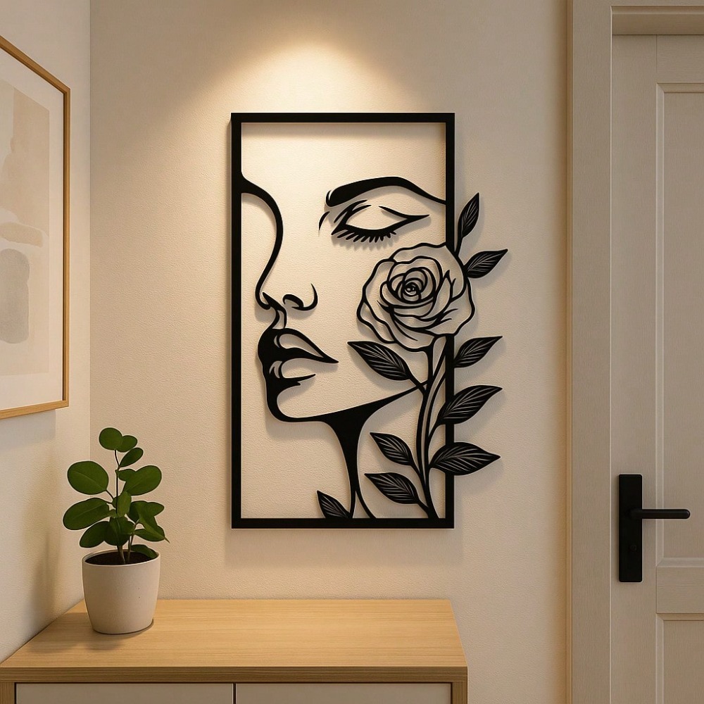 Interior Design Apartment - 1pc Woman Flower Metal Wall Art