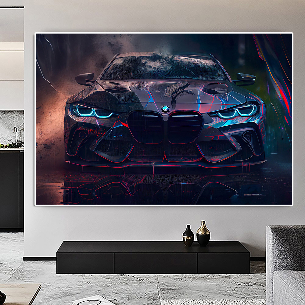 Interior Design Sketch - Fashion Sports Car M4 Graffiti Canvas