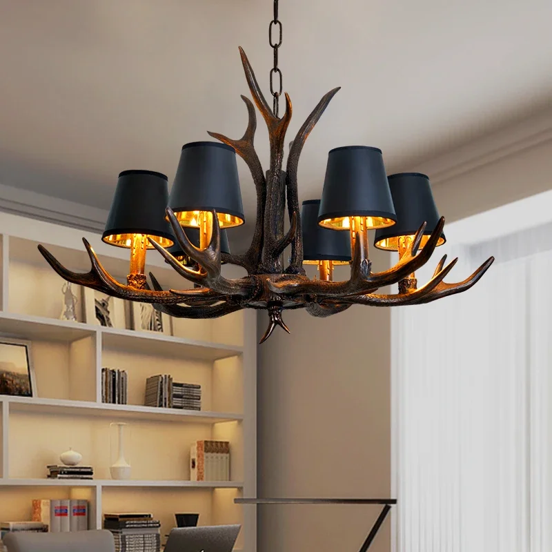 Interior Design Living Room And Kitchen - Vintage Antler design LED chandeliers Table
