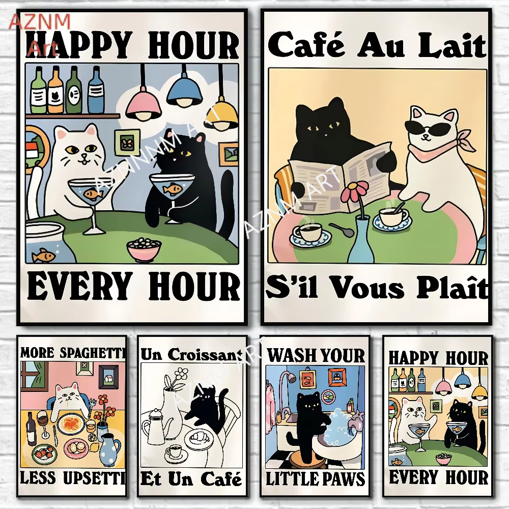1PC Wash Your Paws Cat Poster  - Interior Design Apartment ulasan dan harga