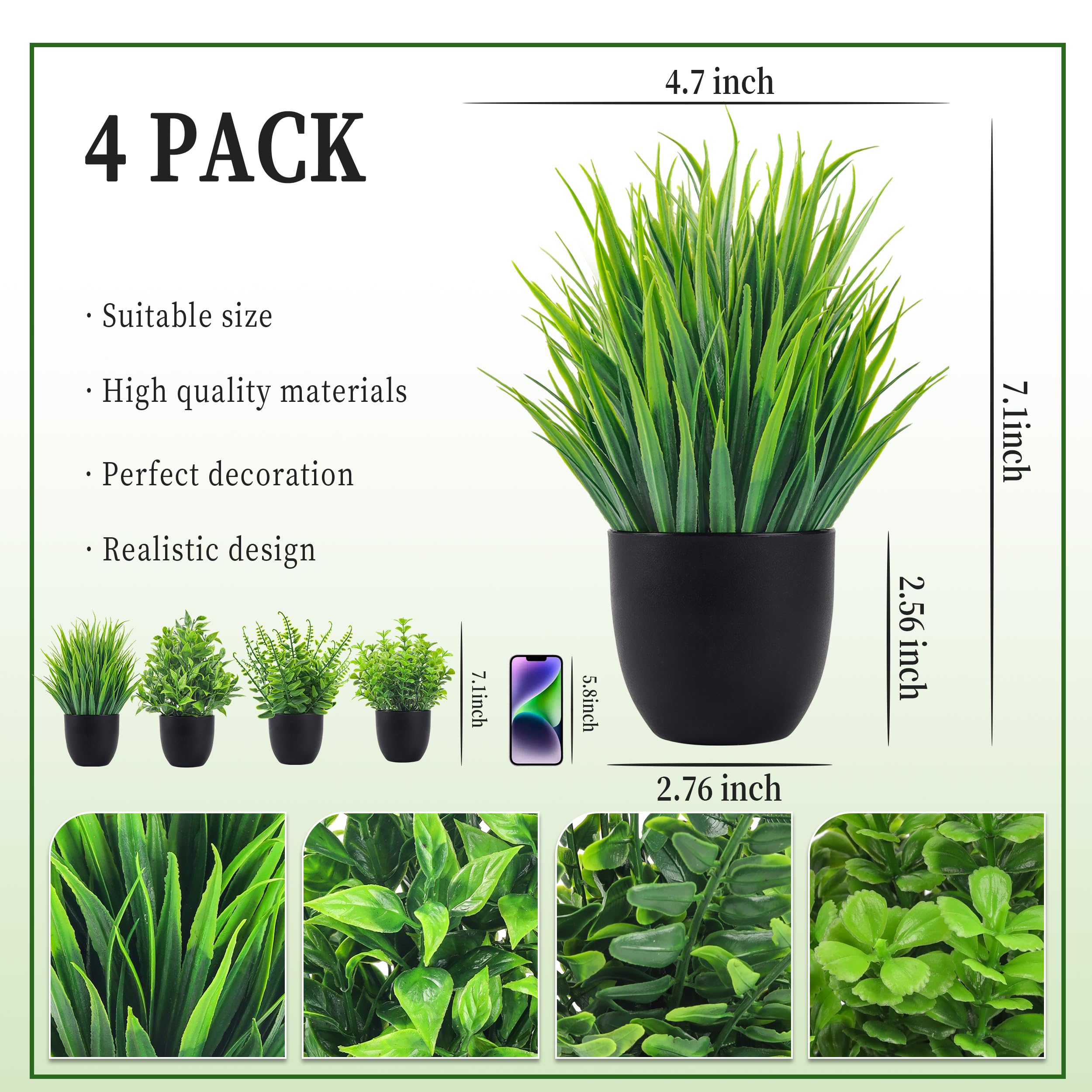 4 Packs Fake Plants Artificial - Interior Design Office ulasan dan harga