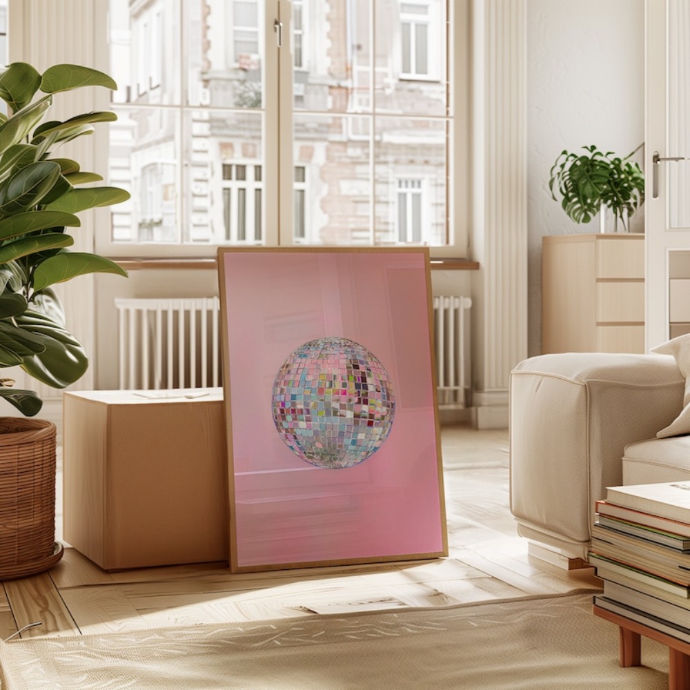 Silver Disco Ball Minimalist C - Interior Design Sketch ulasan dan harga