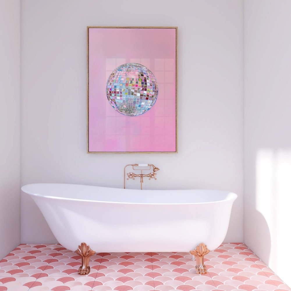 Silver Disco Ball Minimalist C - Interior Design Sketch ulasan dan harga