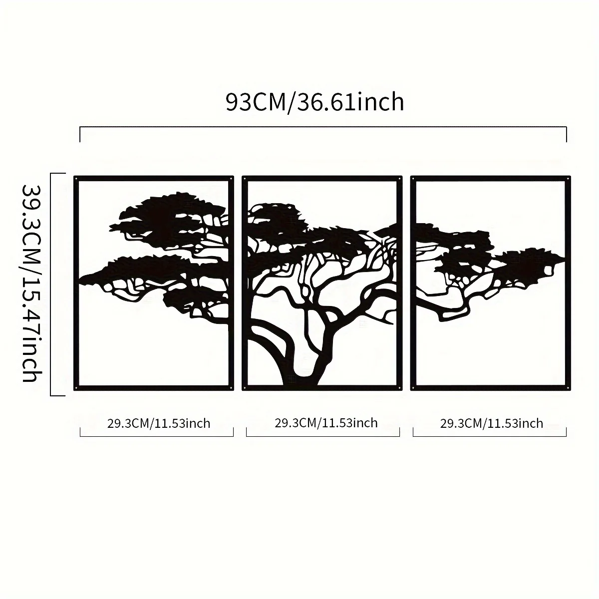 3pcs Black Metal Wall Art Deco - Interior Design Modern ulasan dan harga