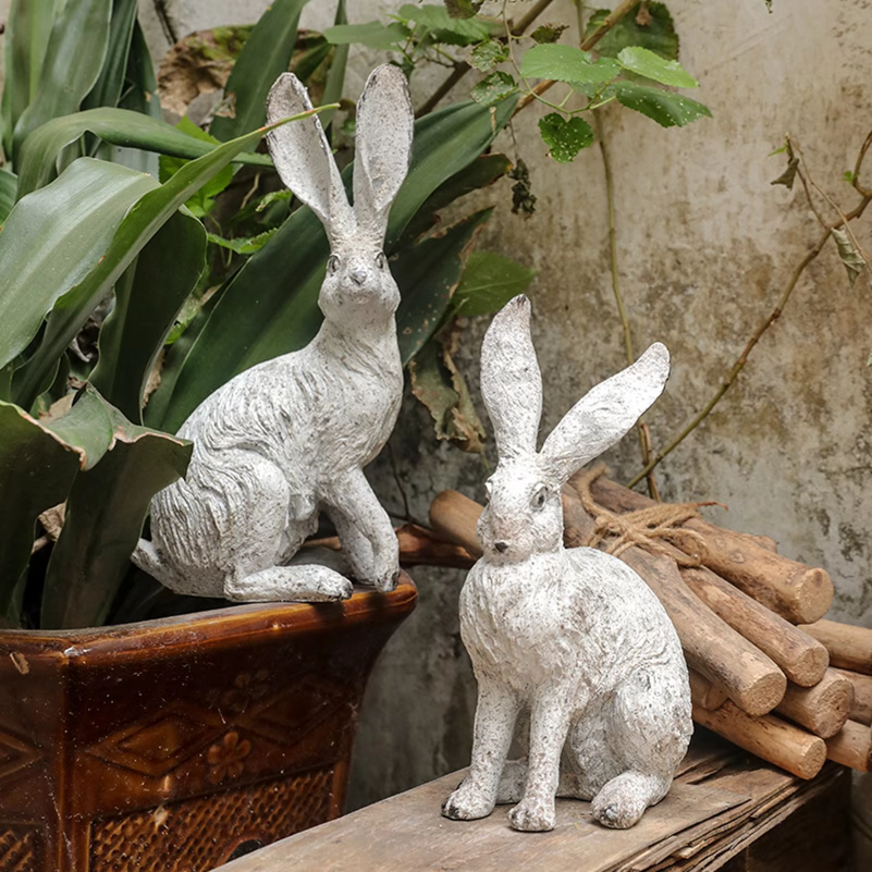 2Pcs Garden Statues Rabbit Sta - Interior Design Office ulasan dan harga