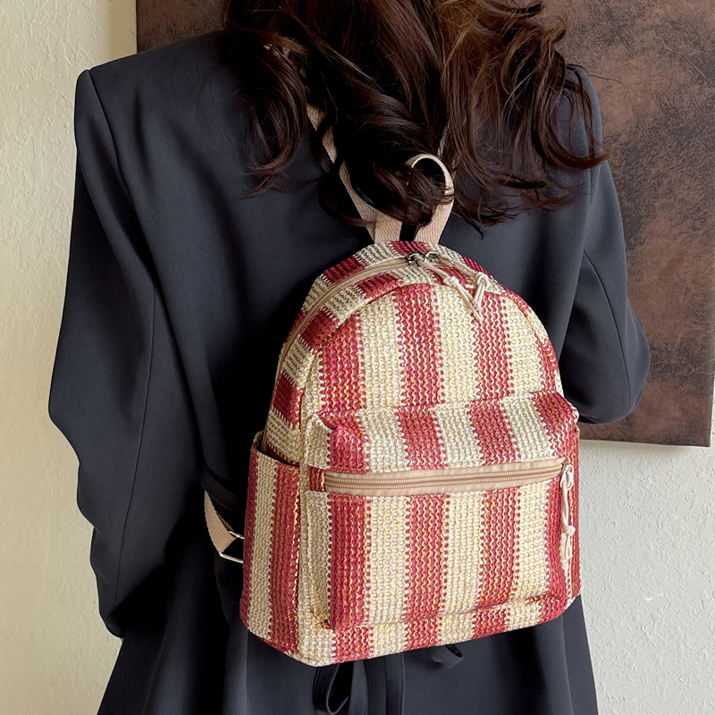 Colorful Grass Woven Backpack  - Interior Design Women ulasan dan harga